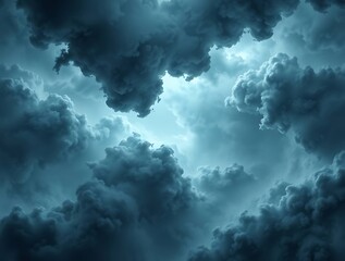 Obraz premium Dramatic sky with dark cumulonimbus clouds suggesting a gathering storm in the heavens