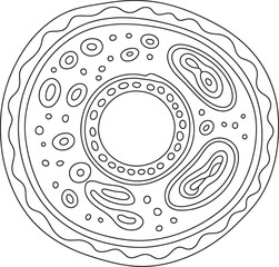 Abstract Microscopic Biological Cell Structure Vector Illustration. Microscopic Cell Art, Abstract Biology Circle, Petri Dish Design, Organic Cell Structure, Scientific Microorganism Vector