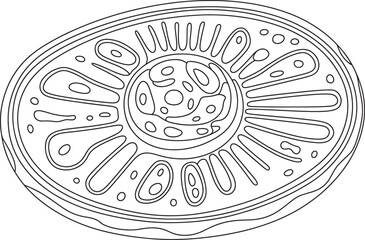 Abstract Microscopic Biological Cell Structure Vector Illustration. Microscopic Cell Art, Abstract Biology Circle, Petri Dish Design, Organic Cell Structure, Scientific Microorganism Vector