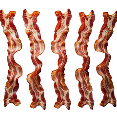 Fresh uncooked bacon strips with marbled fat and lean meat, detailed high-resolution PNG image with isolated white background