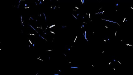 Confetti falling from above, party or celebration theme on black background - Powered by Adobe