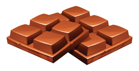 Two whole chocolate bars neatly stacked, ready to be enjoyed. Perfect for sharing or a sweet gift. Vector cartoon illustration