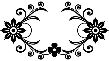 Elegant black ink border design featuring delicate floral arrangements and intricate abstract elements perfect for adding a sophisticated touch to any project.