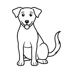 Happy Puppy with Tongue Out - Cheerful Vector Outline for Pet-Themed Designs