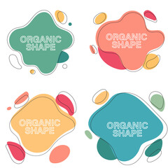 organic shape with fluid line curve badge collection, flat vector pastel design for branding or advertisement