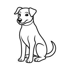 Cheerful Puppy Sitting with Collar - Adorable Vector Outline for Pet Care Resources