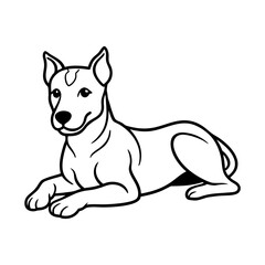 Content Dog Laying Down - Peaceful Canine Vector Outline for Relaxed Themes