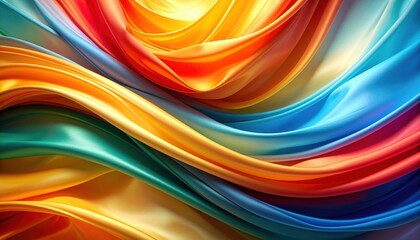 Gradient silk texture with abstract flow and color transition from warm reds to cool greens, wavy pattern with smooth light and shadow