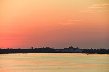 The most beautiful sunset over the confluence of the Kostroma and Volga rivers.