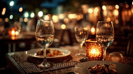 Candlelit dinner setting for a romantic couple, evoking love and connection