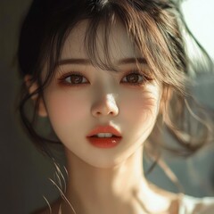Beautiful young woman with flawless makeup