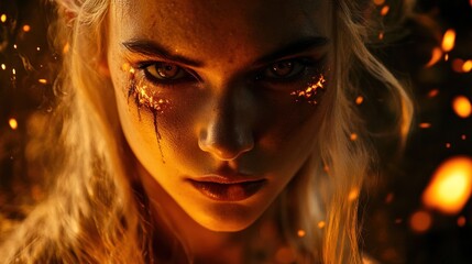 Fiery woman portrait