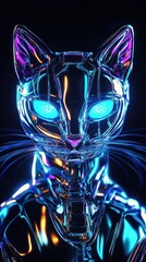 Futuristic glowing cat