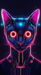Cyberpunk cat portrait