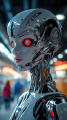 Futuristic robot portrait