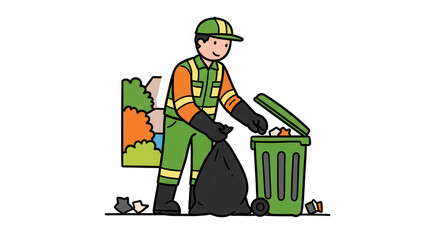 Sanitation Worker Cleaning Up Trash