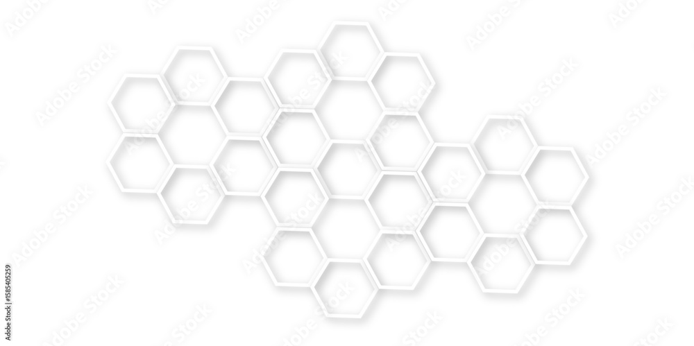 Aufkleber abstract modern hexagonal effect for line geometric technology 3d white bright hexagon polygonal hon