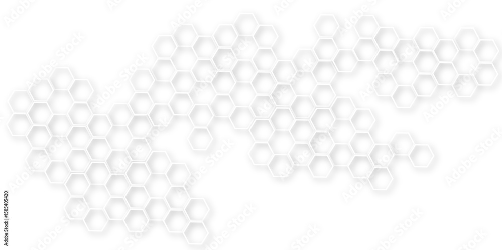 Aufkleber abstract modern hexagonal effect for line geometric technology 3d white bright hexagon polygonal hon