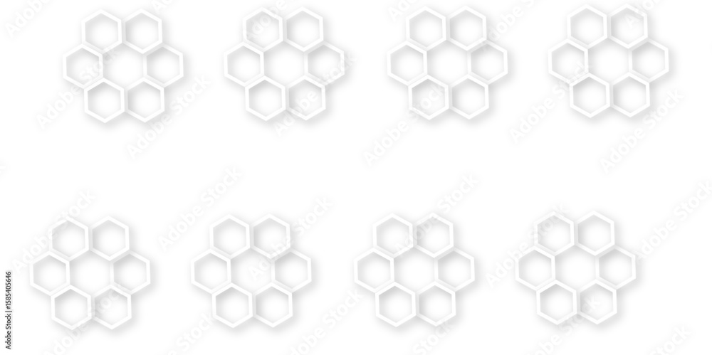 Poster abstract modern hexagonal effect for line geometric technology 3d white bright hexagon polygonal hon