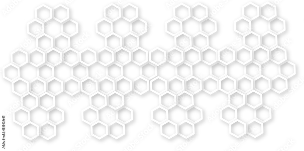 Aufkleber abstract modern hexagonal effect for line geometric technology 3d white bright hexagon polygonal hon