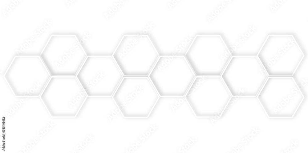 Aufkleber abstract modern hexagonal effect for line geometric technology 3d white bright hexagon polygonal hon