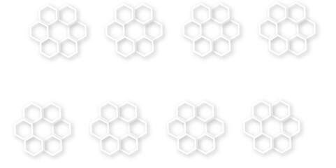 Abstract modern hexagonal effect for line geometric technology 3d white bright hexagon polygonal honeycomb luxury pattern vector white background.	