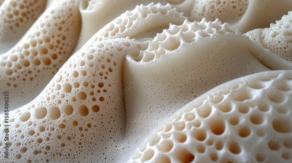 Poster close-up view of a textured surface with intricate holes.