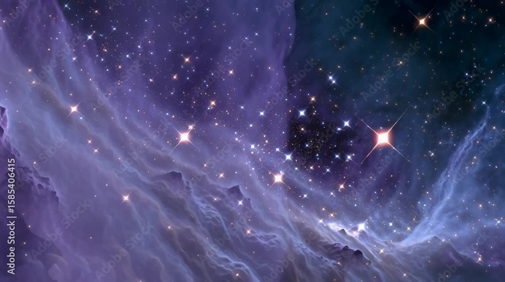 Wall mural panoramic stellar nursery with comet embryos casting faint shadows on gas clouds. a wide panoramic v