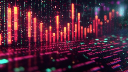 Abstract digital graphic design with glowing bars.