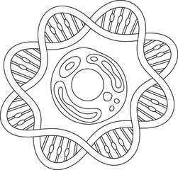 Abstract DNA Helix and Cell Structure Vector Illustration. DNA Cell Art, Genetic Vector, Molecular Design, Biology Illustration, Science Concept