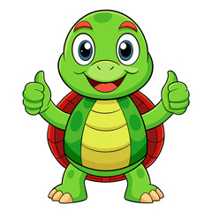 Cute Cartoon Turtle Giving Thumbs Up  Happy Animal Vector