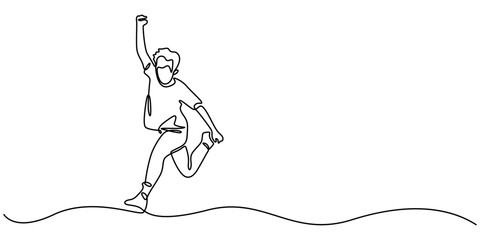 Happy Children Jumping Silhouette Continuous One Line Drawing. Kids Players Abstract Minimal Line Art Drawing, Single one sketch line childhood vector illustration editable stroke, Celebration Joy pro