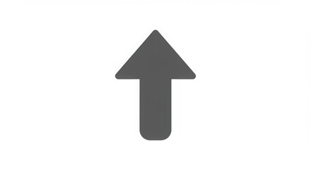 Simple dark gray arrow pointing upwards isolated on white background