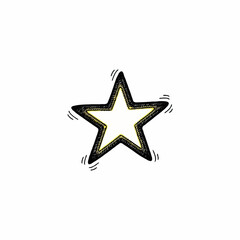 Obraz premium Stylized star with hand drawn effect and white background