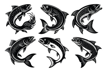 Bold Jumping Fish Vector Silhouette – Fishing Logo Element or Nature Clipart for Print and Merch.