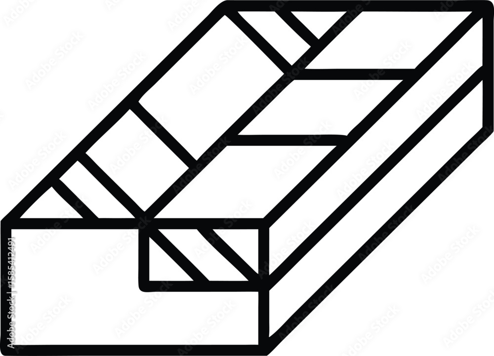 Poster abstract low poly box construction made of triangles and rectangles in outline style