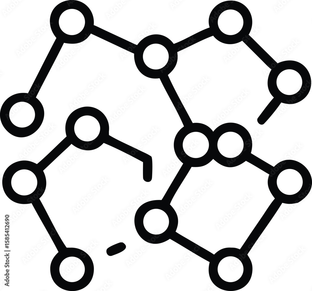 Aufkleber abstract outline of circles connected by lines, simple molecule structure