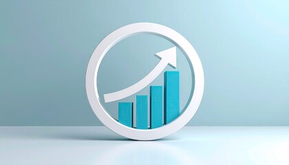 3D graphic of a rising bar chart