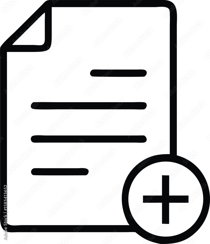 Poster add new document icon, file creation symbol in simple line drawing style