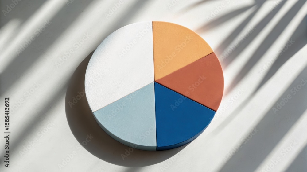 Poster a circular color palette with six sections in various hues, set against a soft background with gentl