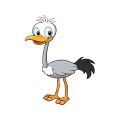 Obraz premium Cute Cartoon Ostrich Bird Character Illustration