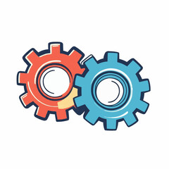 Two simple gears demonstrating motion, great for STEM or STEAM posters in educational spaces