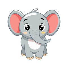 Obraz premium Adorable Baby Elephant Cartoon Illustration