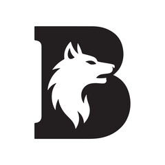 Obraz premium White wolf head inside black letter B animal