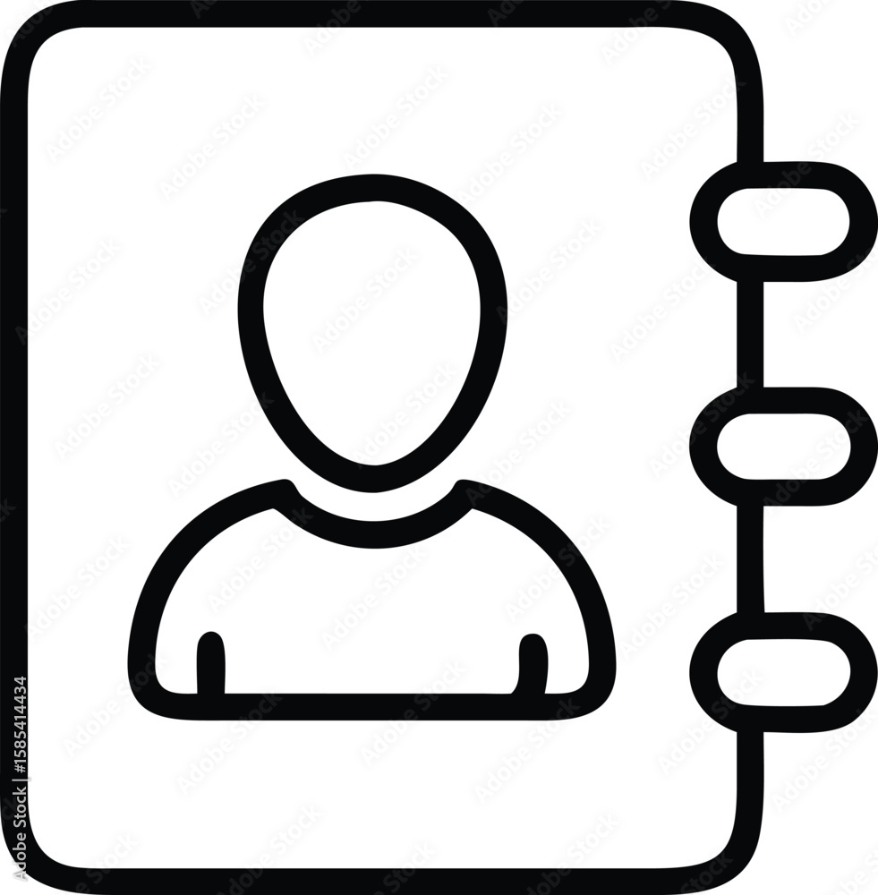 Poster address book with contact profile in outline style for web and apps