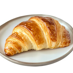 Buttery Croissant Delicious Pastry on Plate isolated on transparent background