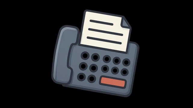Fax machine icon on the Alpha Channel in 4K