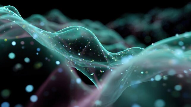 Abstract digital art piece that appears to be made up of different shades of blue, green, and pink.