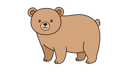 Obraz premium Illustration of a brown bear standing on a white background.