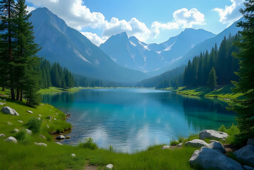 Fototapeta premium lake and mountains